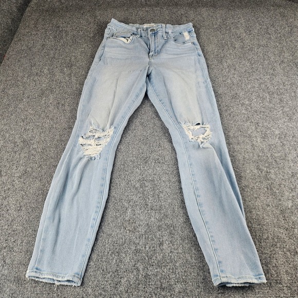 Good American Denim - Good American Good Legs Crop Distressed Skinny Jeans Light Wash Blue 8/29